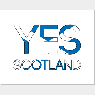 YES SCOTLAND, Pro Scottish Independence Saltire Flag Text Slogan Posters and Art